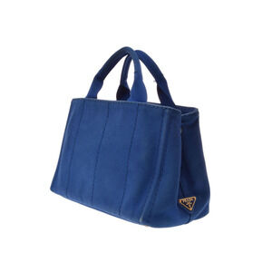 Prada Tote Canapa Blue Canvas Bag